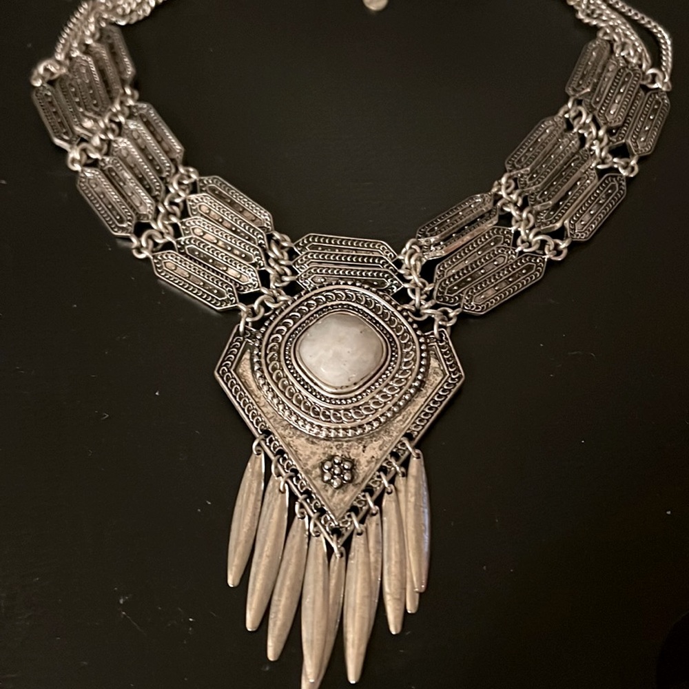 Silver necklace, festival/Coachella style